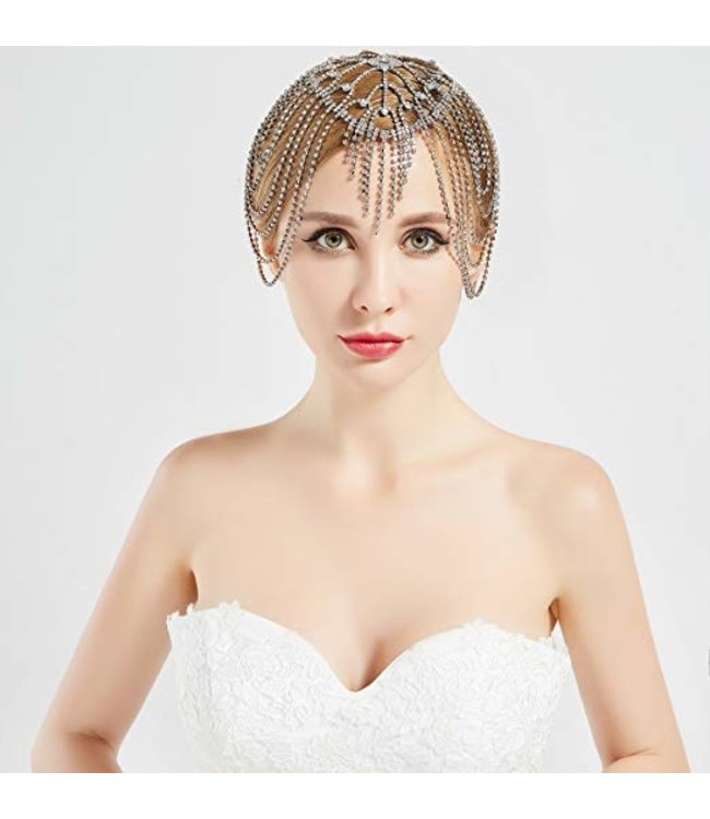 HAND MADE Bridal headdress made of crystals as well as flapper