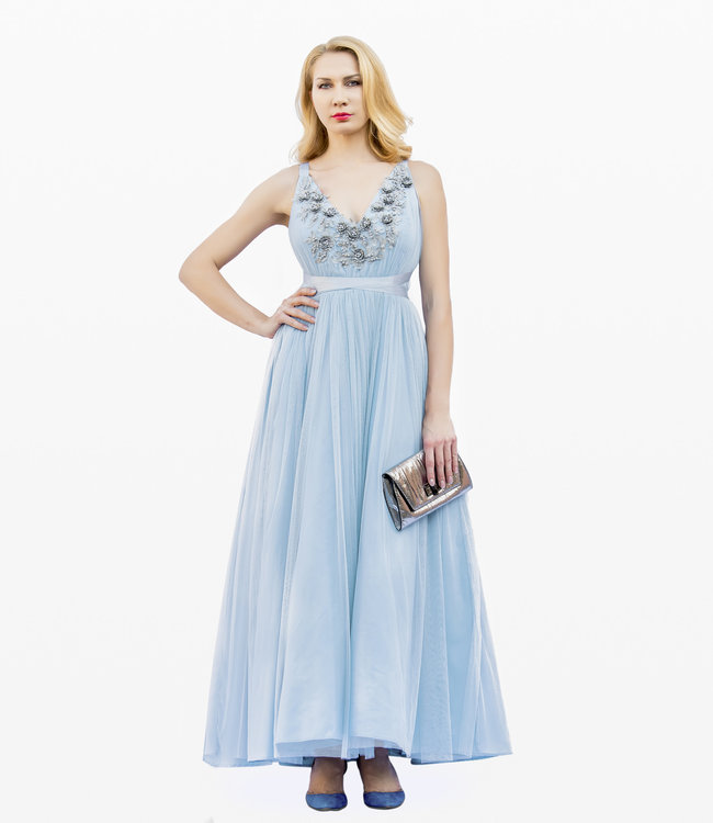 FASHION EMERGENCY  Tulle Ball Dress With Ribbon Ties