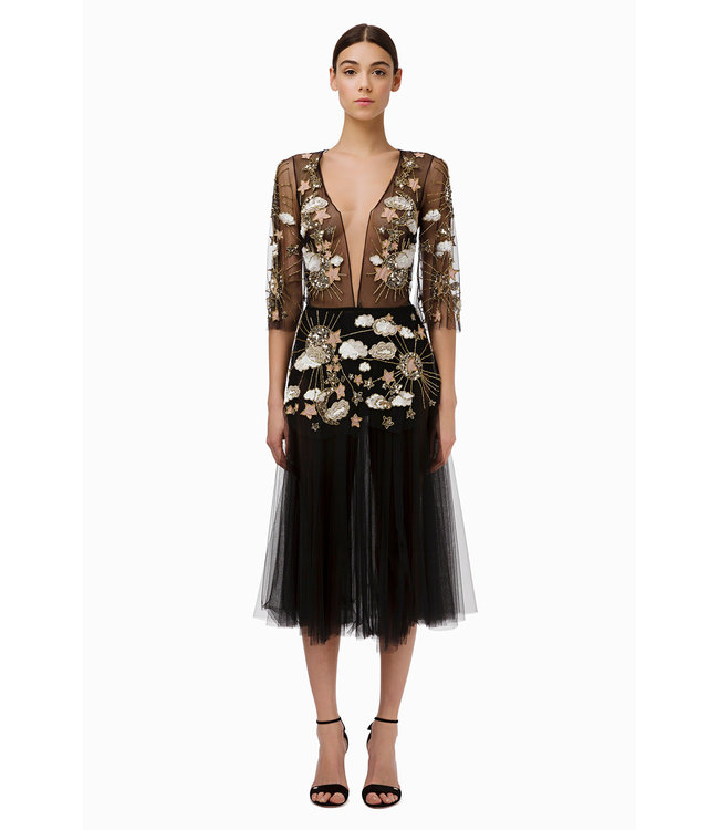 ELISABETTA FRANCHI Dress in embroidered tulle fabric