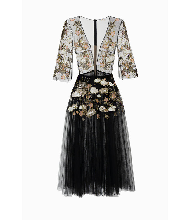 ELISABETTA FRANCHI Dress in embroidered tulle fabric