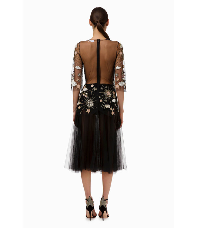 ELISABETTA FRANCHI Dress in embroidered tulle fabric