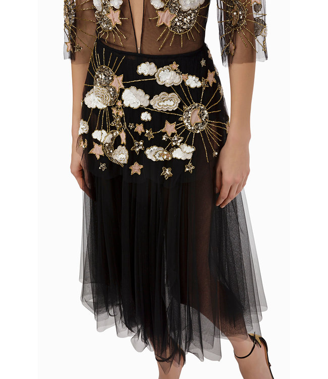 ELISABETTA FRANCHI Dress in embroidered tulle fabric