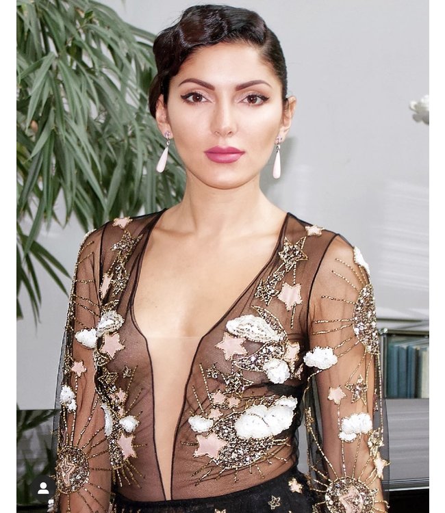 ELISABETTA FRANCHI Dress in embroidered tulle fabric