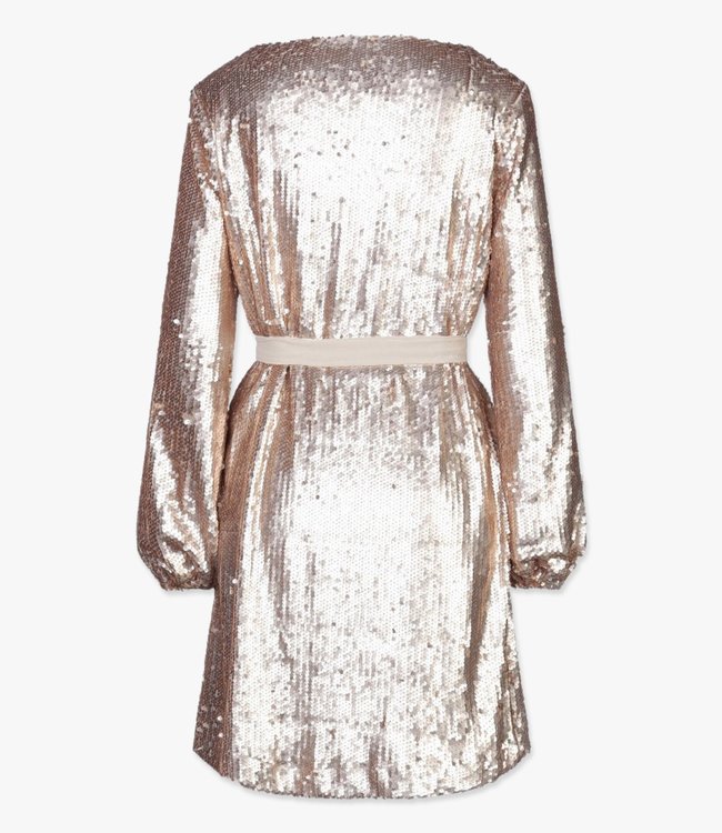 LANA CAPRINA Kleid aus Pailletten mit Chifon Bund