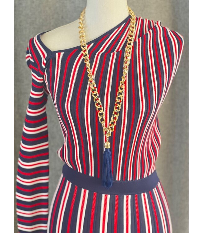 ELISABETTA FRANCHI Knit fabric dress with belt