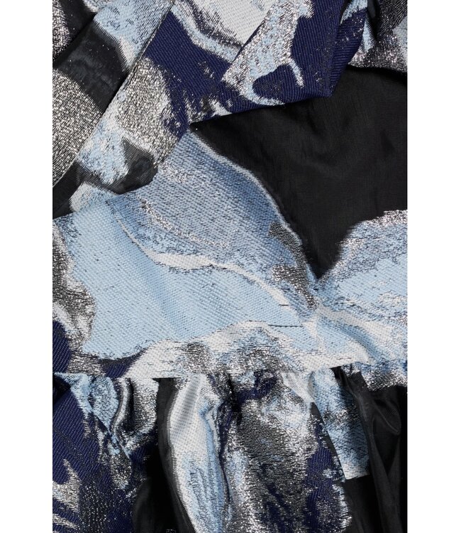 Twisted metallic jacquard midi dress