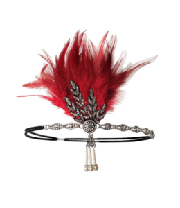 HAND MADE % 20er Gatsby Flapper  mit Feder - rot
