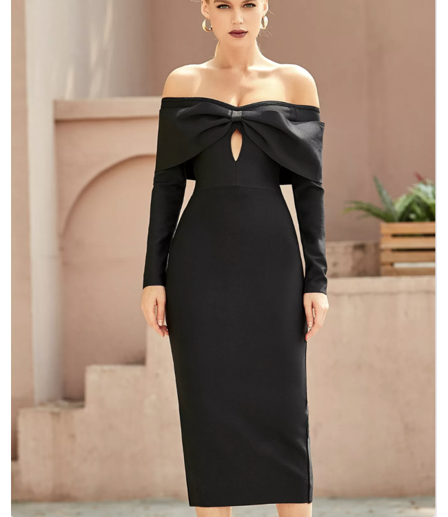 Black Midi Bandage Dress