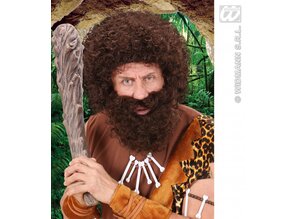 Carnival-accessories: Curly-wig with beard in 3 colors