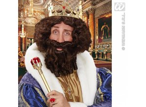 Carnival-accessories: Curly-wig with beard in 5 colors