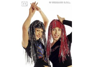 Carnival-accessories: Disco-wig bi-color (lurex) Assorti, only per 6 available