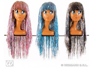 Carnival-accessories: Disco-wig bi-color (lurex) Assorti, only per 6 available