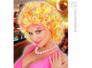Carnival-accessories: Curly mix neon wig