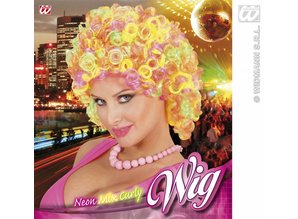Carnival-accessories: Curly mix neon wig