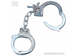 Carnival-accessory: Handcuffs metalic, with key