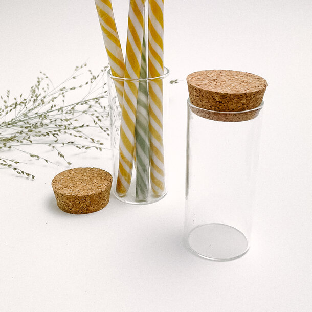 Glazen potje met kurk -  10cmx4,5cm