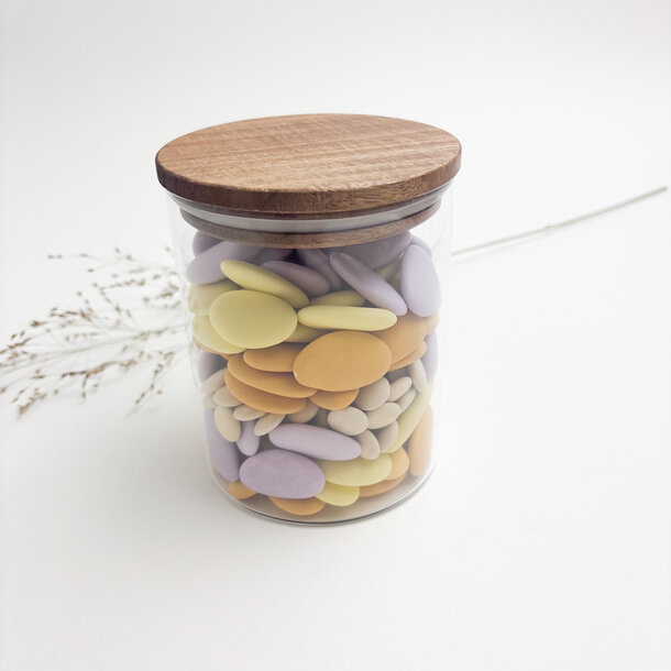 Glazen pot houten acacia deksel
