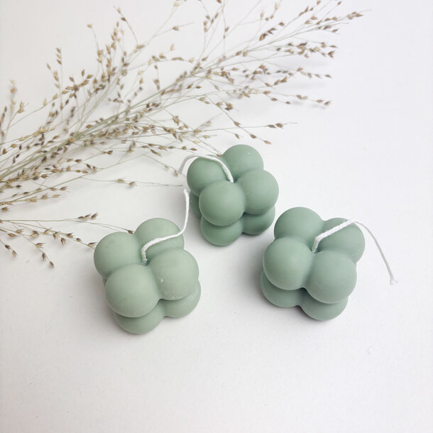 Bubble candle • zijdegroen mat