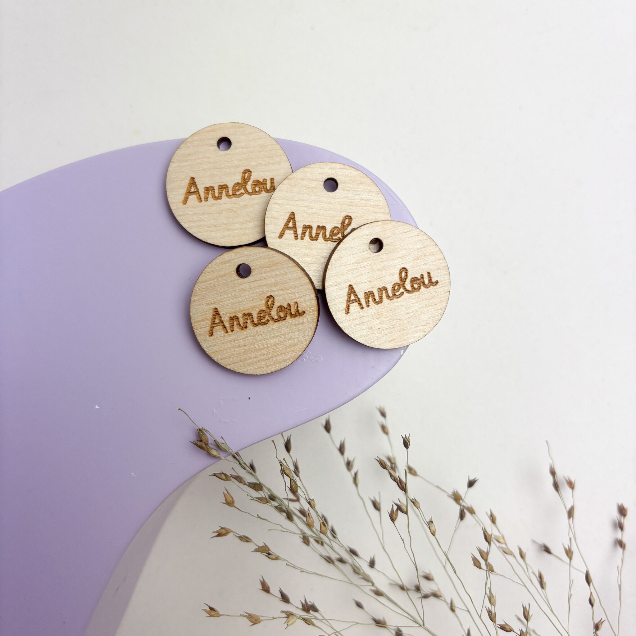 Rond houten label met gravure 3cm-1