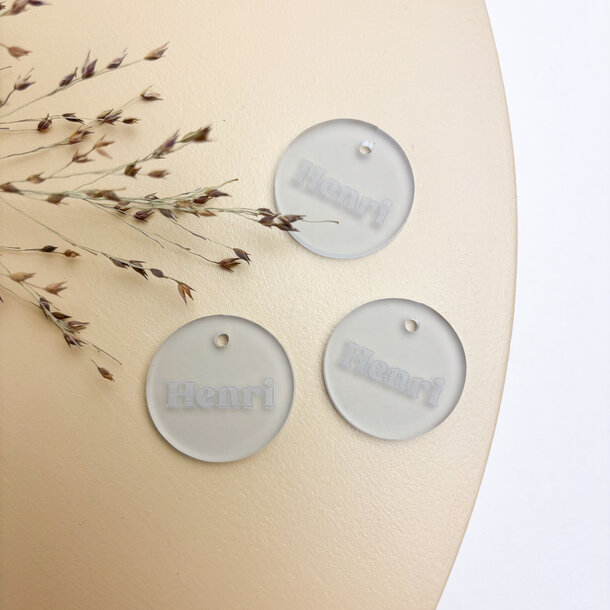 Label rond acryl met gravure