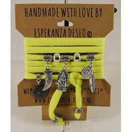Esperanza Deseo Neon Bracelet Silver Charms Yellow