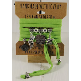 Esperanza Deseo Neon Bracelet Silver Charms - Green