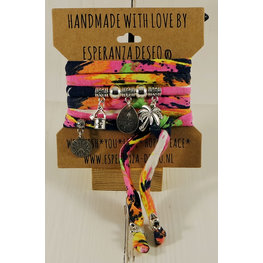 Esperanza Deseo Neon Bracelet Silver Charms Print