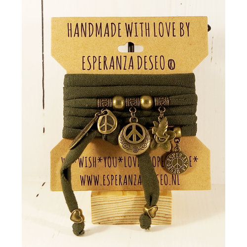 Esperanza Deseo Bracelet Natural Collor & Charms donker groen Esperanza Deseo Bracelet Natural Collor & Charms donker groen