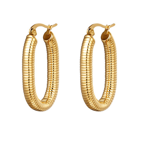 J.Y.M. Earrings Oval Spring Gold J.Y.M. Earrings Oval Spring Gold