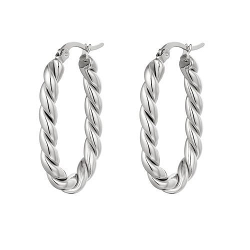 J.Y.M. Earrings Twisted Oval Silver J.Y.M. Earrings Twisted Oval Silver