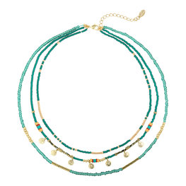 J.Y.M. Necklace Layers of beads Bleu