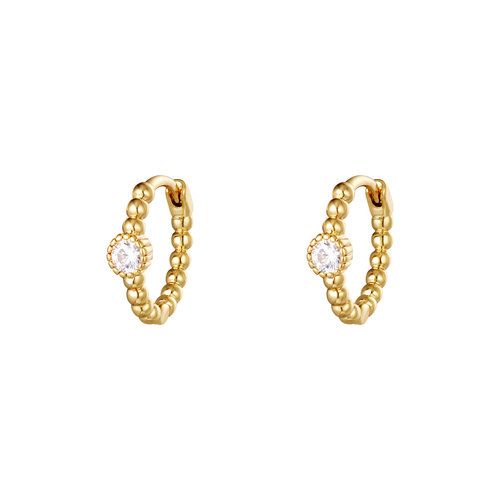 J.Y.M. Earrings Pearls In A Row Gold White Stone J.Y.M. Earrings Pearls In A Row Gold White Stone