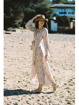 Isla Ibiza Bonita Maxi Wrap Dress Lovely Butterflies – Pink