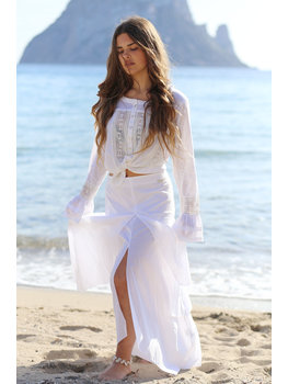 Isla Ibiza Bonita Long Layered Skirt Sunset – White
