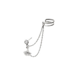 J.Y.M. Stainless steel ear cuff with chain and charm silver