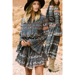 Isla Ibiza Bonita Short Dress Donkeys in the Night – Grey