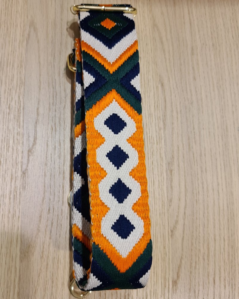 woven strap navy/orange/green  (goud)