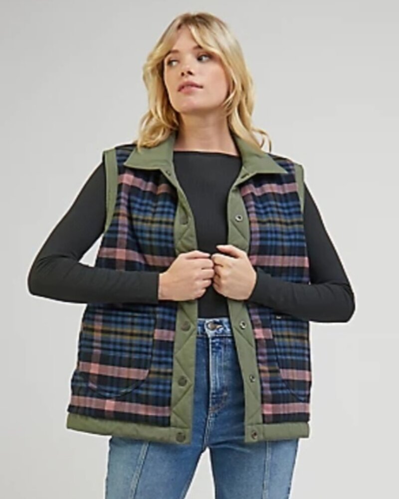 Lee jeans padded rider vest olive grove