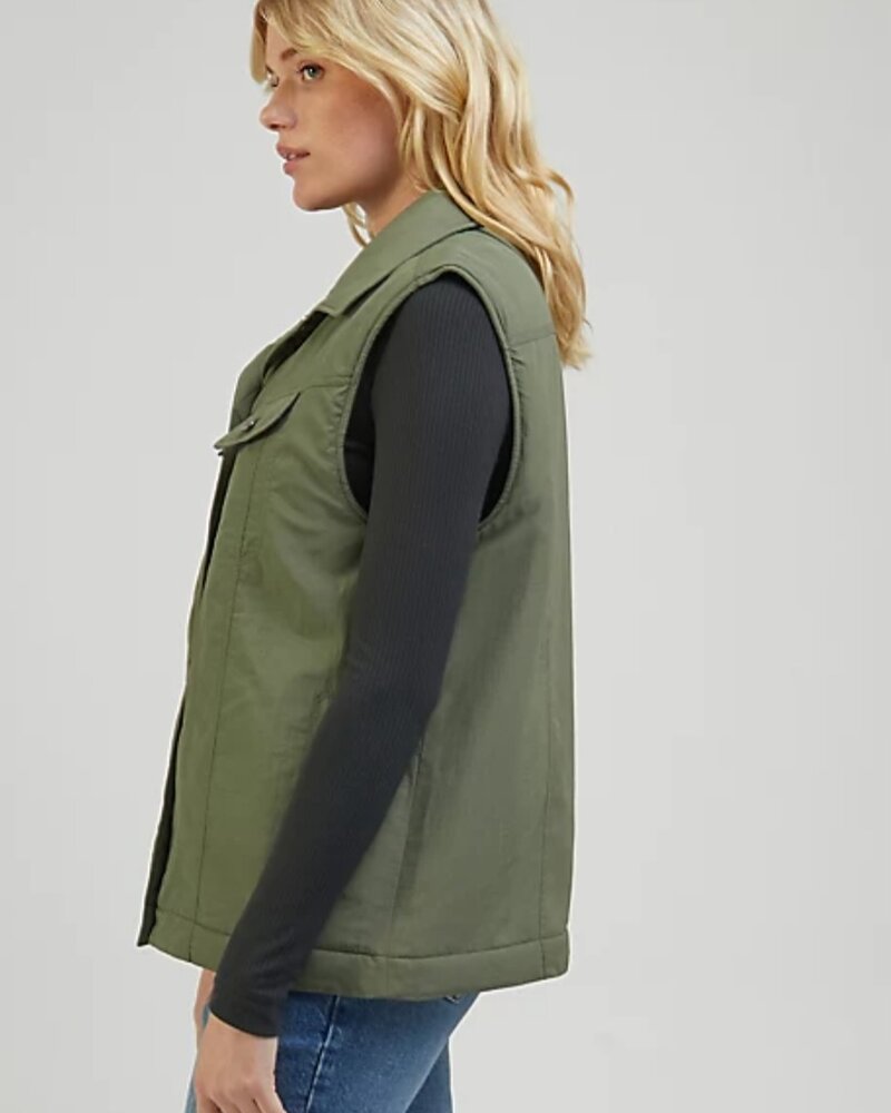 Lee jeans padded rider vest olive grove