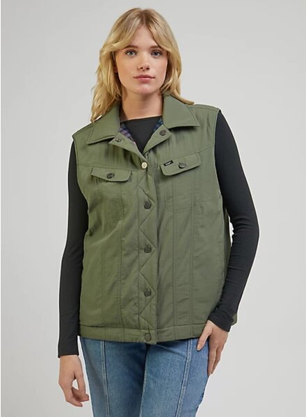 Lee jeans padded rider vest olive grove