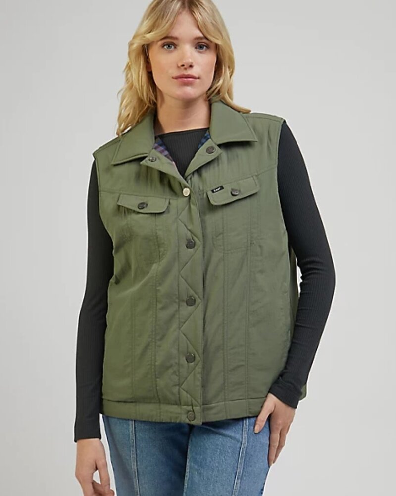 Lee jeans padded rider vest olive grove