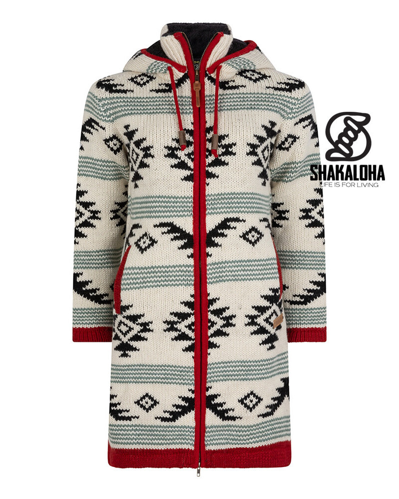 Shakaloha knitwear gebreid wollen vest Lonkey beige/red