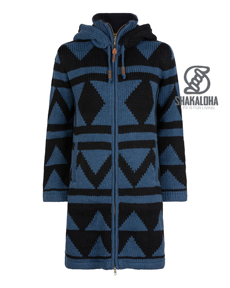 Shakaloha knitwear gebreid wollen vest Pendle ocean/black