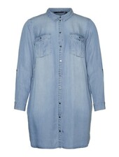 Vero Moda Curve short dress/long blouse Silla light blue denim