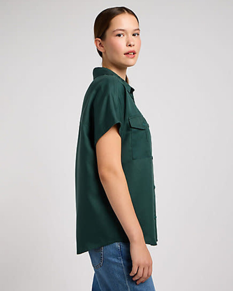 Lee jeans drapey shirt evergreen