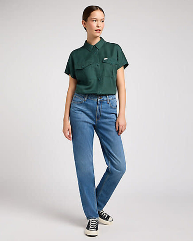 Lee jeans drapey shirt evergreen