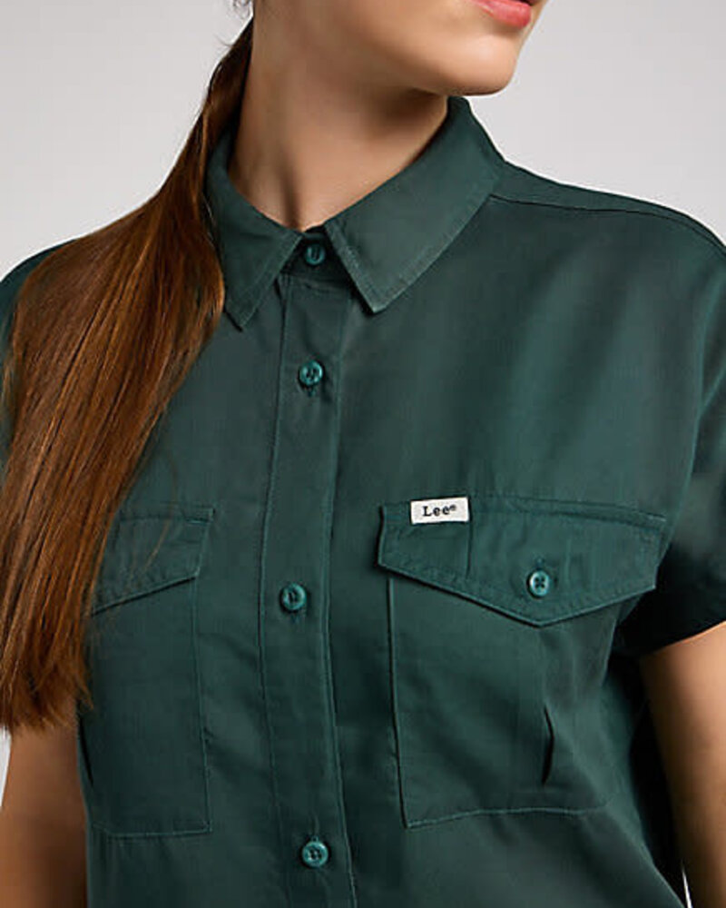 Lee jeans drapey shirt evergreen