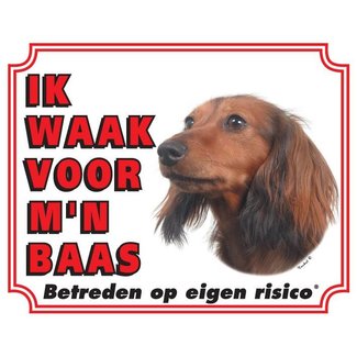 Stickerkoning Teckel Waakbord - Langhaar