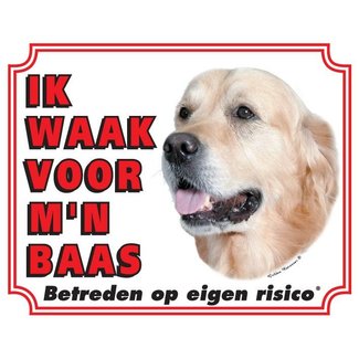 Stickerkoning Golden Retriever Watch Sign - Je veille sur mon maître