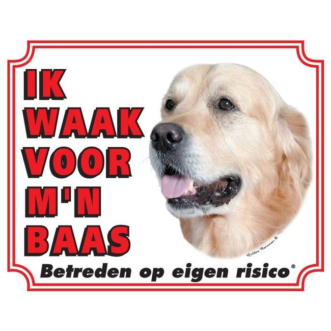 Stickerkoning Golden Retriever Watch Sign - I am watching out for my master